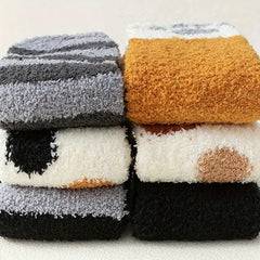 5pairs Cute Cat Paw Fluffy Socks Warm Home Slippers Floor Socks