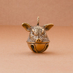 Brass Pig's Head Bell Lucky Zodiac Animal Keychain Pendant