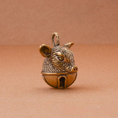Brass Pig's Head Bell Lucky Zodiac Animal Keychain Pendant