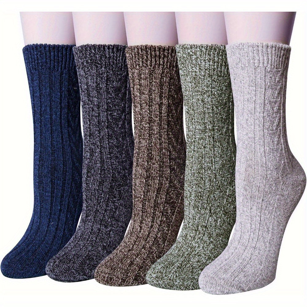 Womens Winter Socks Warm Thick Wool Vintage Crew Socks