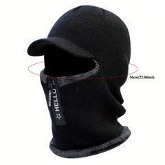 Men's Knitted Cycling Hat with Neck Gaiter & Zipper Face Cover