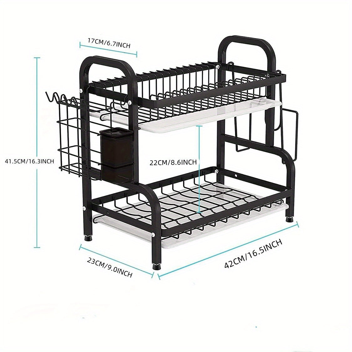 2 Layer Plate Drain Rack Easy To Clean Kitchen Organizer