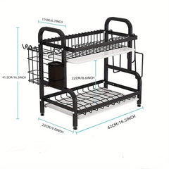 2 Layer Plate Drain Rack Easy To Clean Kitchen Organizer