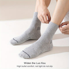 Men's Mid Calf Athletic Socks - Breathable & Moisture Wicking Cotton - 5 Pairs