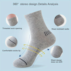 Men's Mid Calf Athletic Socks - Breathable & Moisture Wicking Cotton - 5 Pairs