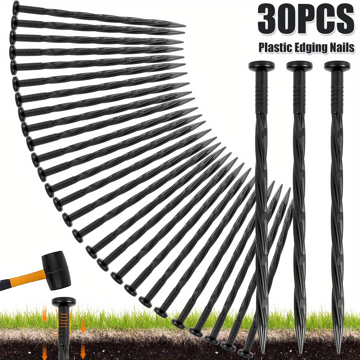 30pcs Landscape Edging Nails Plastic Sturdy Anchoring Spikes Multipurpose Pegs