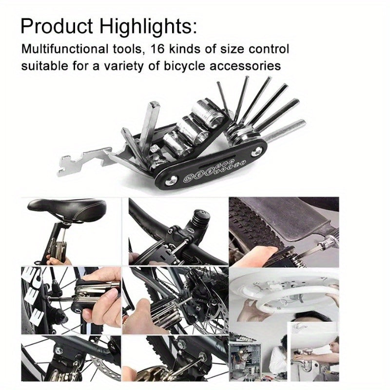 16-In-1 Bike Tool Set Portable Socket Wrench Screwdriver Repair Kit