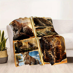 Cozy Leopard Print Blanket Lightweight Flannel Throw Blanket For Sofa Bed