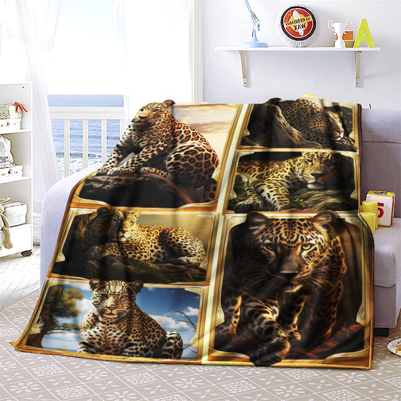 Cozy Leopard Print Blanket Lightweight Flannel Throw Blanket For Sofa Bed