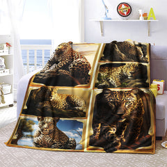 Cozy Leopard Print Blanket Lightweight Flannel Throw Blanket For Sofa Bed