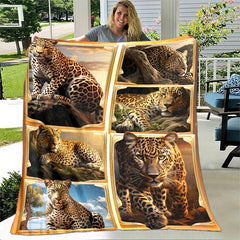 Cozy Leopard Print Blanket Lightweight Flannel Throw Blanket For Sofa Bed
