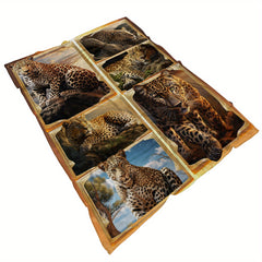 Cozy Leopard Print Blanket Lightweight Flannel Throw Blanket For Sofa Bed