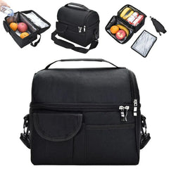 Large Insulated Lunch Box Leak-proof Cooler Bag Dual Compartment Lunch Tote Bag