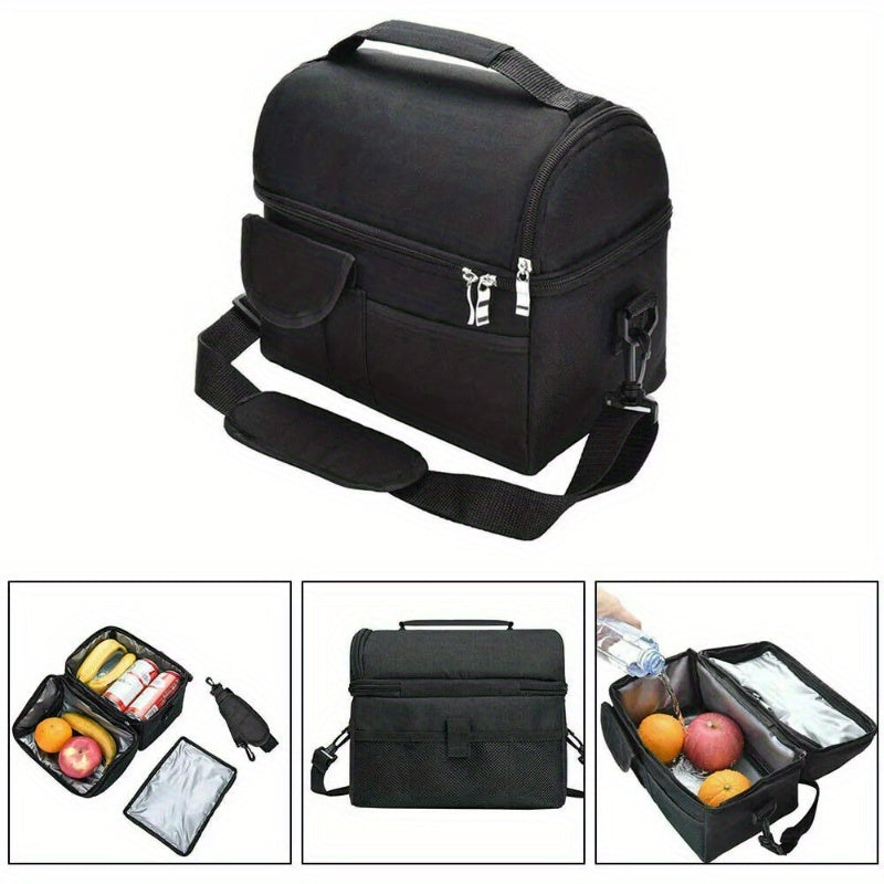 Large Insulated Lunch Box Leak-proof Cooler Bag Dual Compartment Lunch Tote Bag