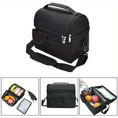 Large Insulated Lunch Box Leak-proof Cooler Bag Dual Compartment Lunch Tote Bag