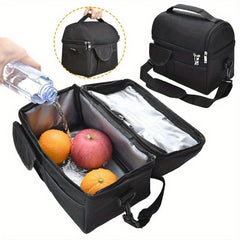 Large Insulated Lunch Box Leak-proof Cooler Bag Dual Compartment Lunch Tote Bag