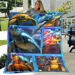 Sea Turtles Print Blanket Lightweight Flannel Throw