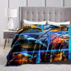 Sea Turtles Print Blanket Lightweight Flannel Throw