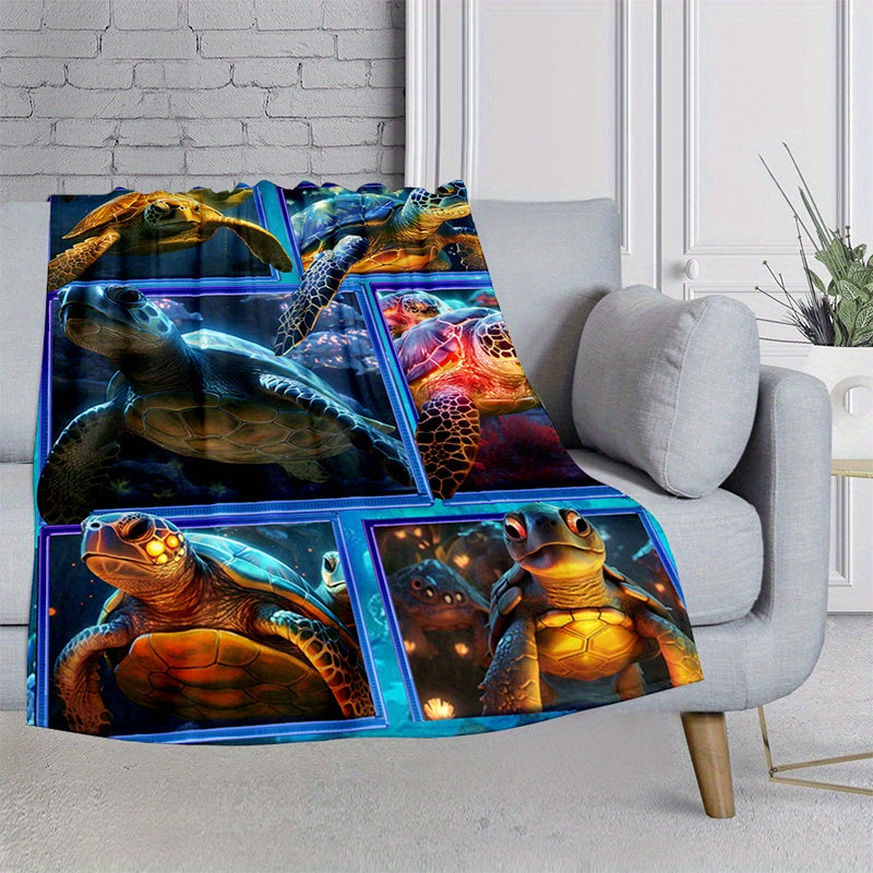 Sea Turtles Print Blanket Lightweight Flannel Throw