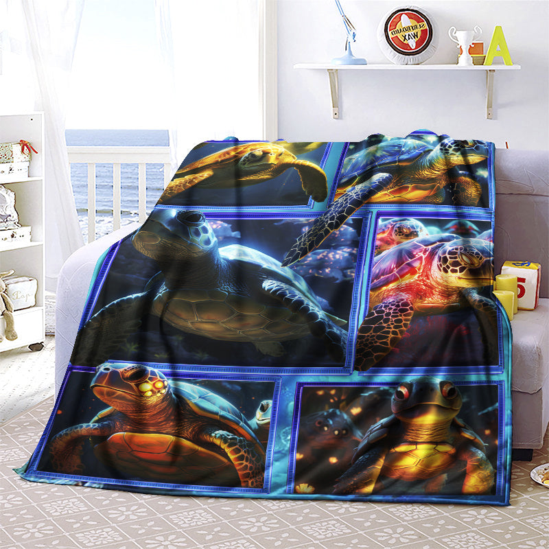 Sea Turtles Print Blanket Lightweight Flannel Throw