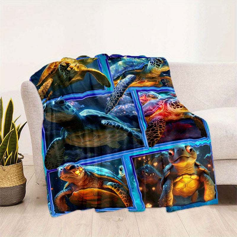 Sea Turtles Print Blanket Lightweight Flannel Throw