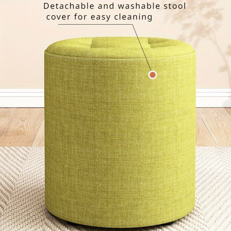 Fabric Wooden Stool Non-Slip for Living Room Shoe Stool Entryway Stackable