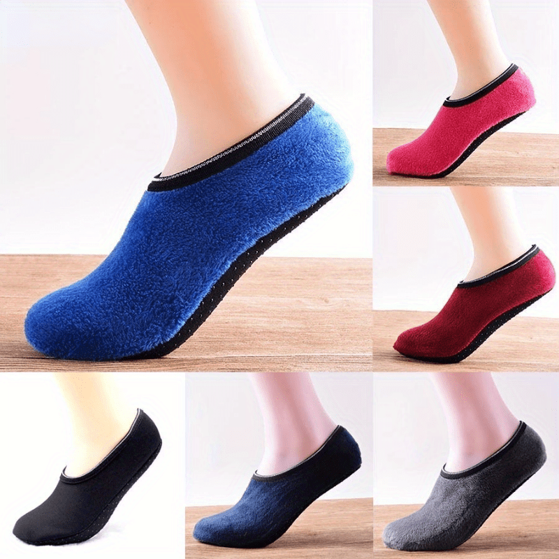 Thick Yoga Socks Low Cut Non Slip Fuzzy Socks For Fall & Winter