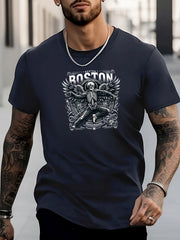 Men's Skeleton Pattern Shirt Casual Short Sleeve Tee Top