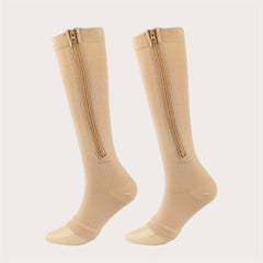 Zipper Open Toe Compression Socks for Running - Over the Calf Sports Socks