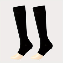Zipper Open Toe Compression Socks for Running - Over the Calf Sports Socks