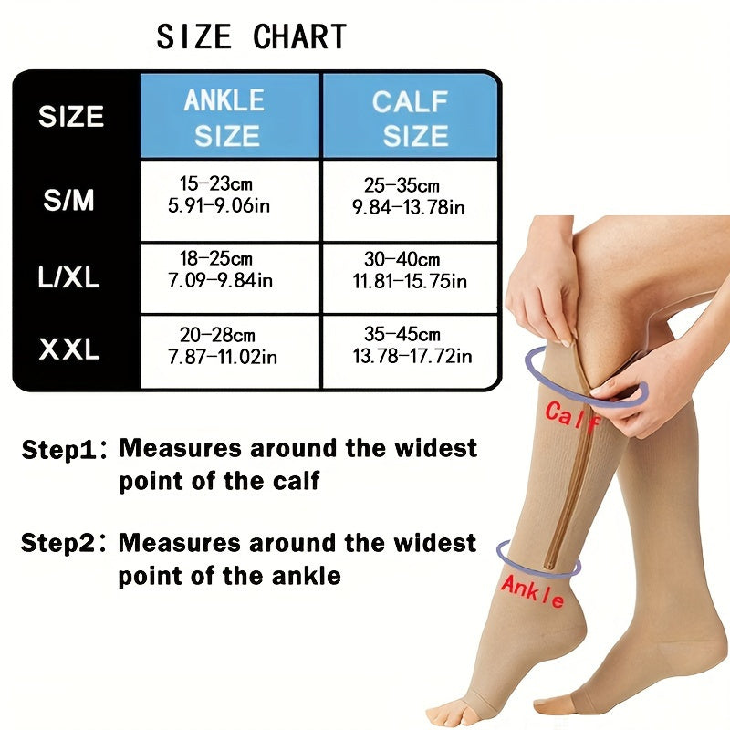 Zipper Open Toe Compression Socks for Running - Over the Calf Sports Socks