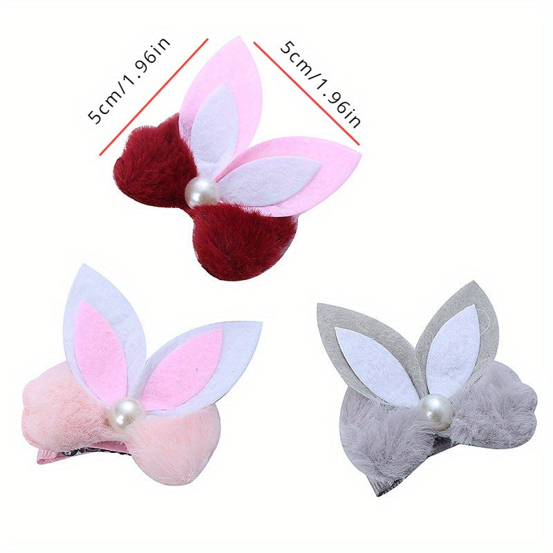 Kids Rabbit Ears Plush Bow Hairpin & Sweet Hair Clip