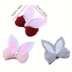 Kids Rabbit Ears Plush Bow Hairpin & Sweet Hair Clip