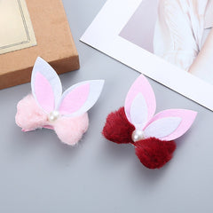 Kids Rabbit Ears Plush Bow Hairpin & Sweet Hair Clip