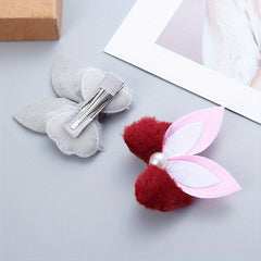 Kids Rabbit Ears Plush Bow Hairpin & Sweet Hair Clip