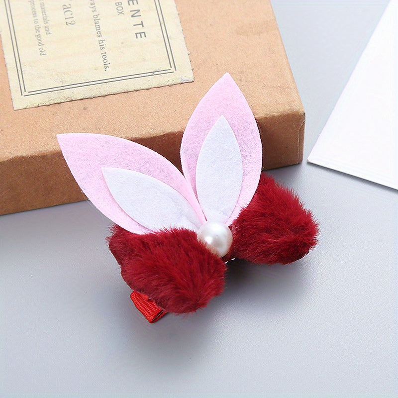 Kids Rabbit Ears Plush Bow Hairpin & Sweet Hair Clip