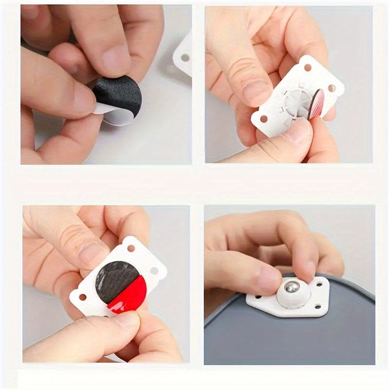 8pcs Sticky Plastic Spinner Wheels Small Sliding Wheels Shelf Pulley Accessories