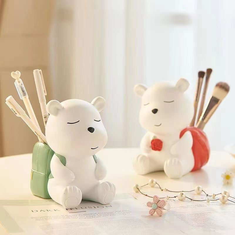 Creative Bear Pen Holder Decoration Office Desktop Storage