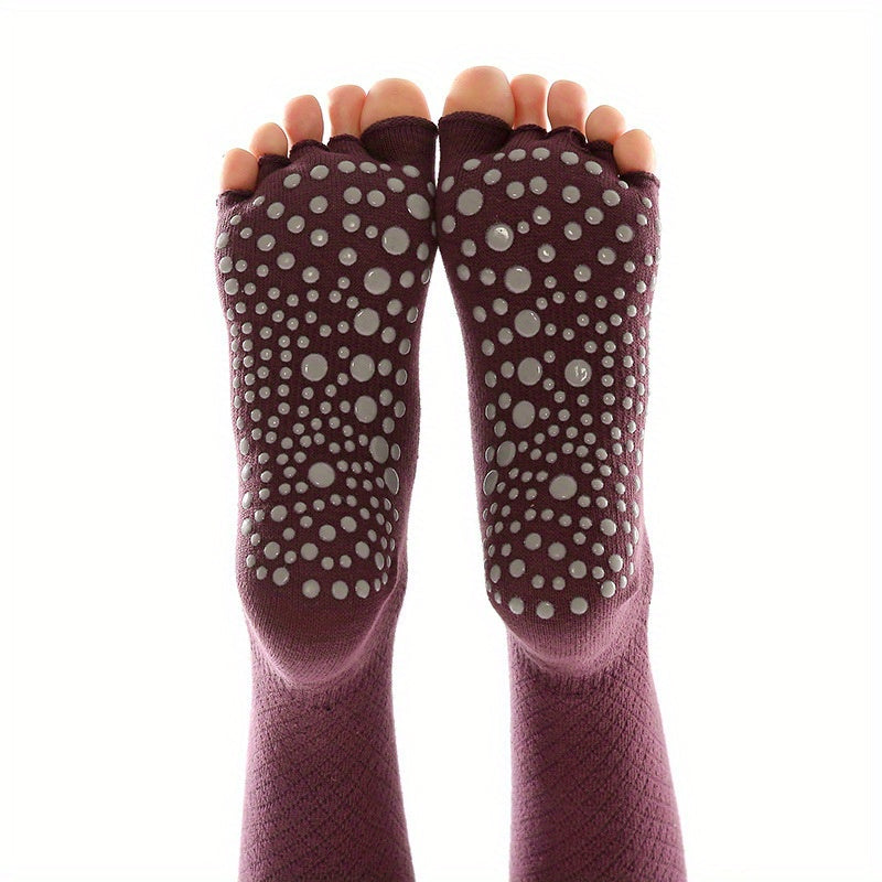 Women's Anti-slip Knee High Yoga Socks with Silicone Grip