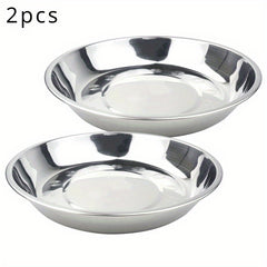 Stainless Steel Camping Plates Set Portable Picnic Tableware 5/10pcs Ramadan
