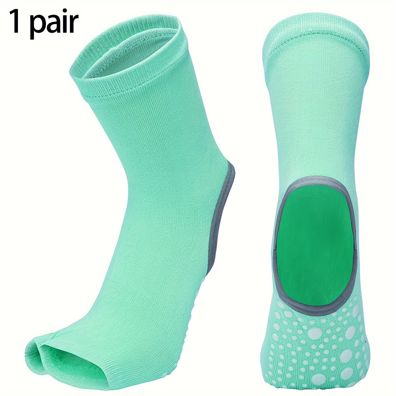 Breathable Non-slip Toeless Yoga Socks Heel Grip Sports Pilates Barre Dance