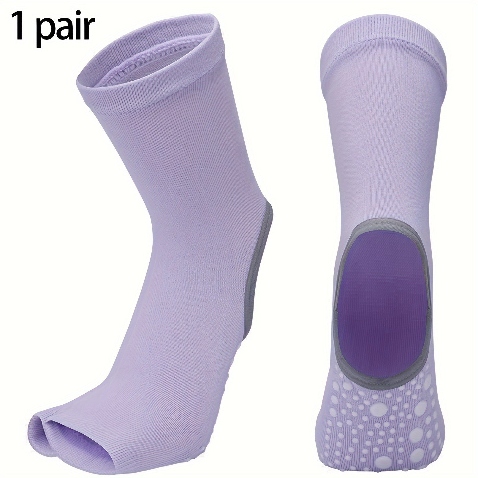 Breathable Non-slip Toeless Yoga Socks Heel Grip Sports Pilates Barre Dance