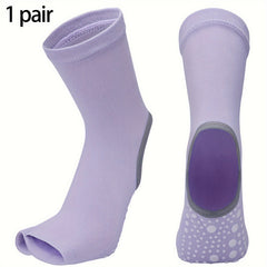 Breathable Non-slip Toeless Yoga Socks Heel Grip Sports Pilates Barre Dance