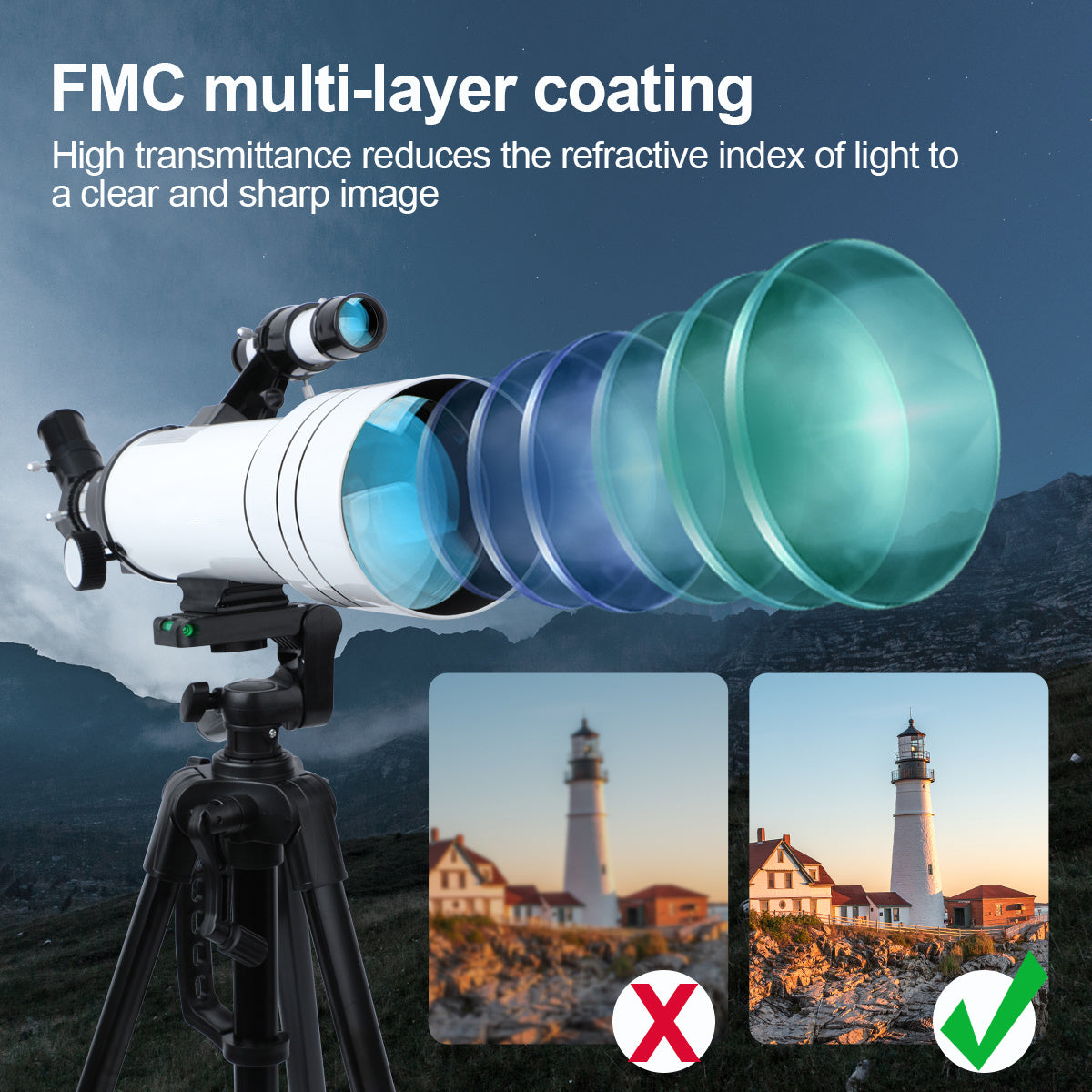 Astronomical Telescope F40070 for Outdoor Camping and Sightseeing