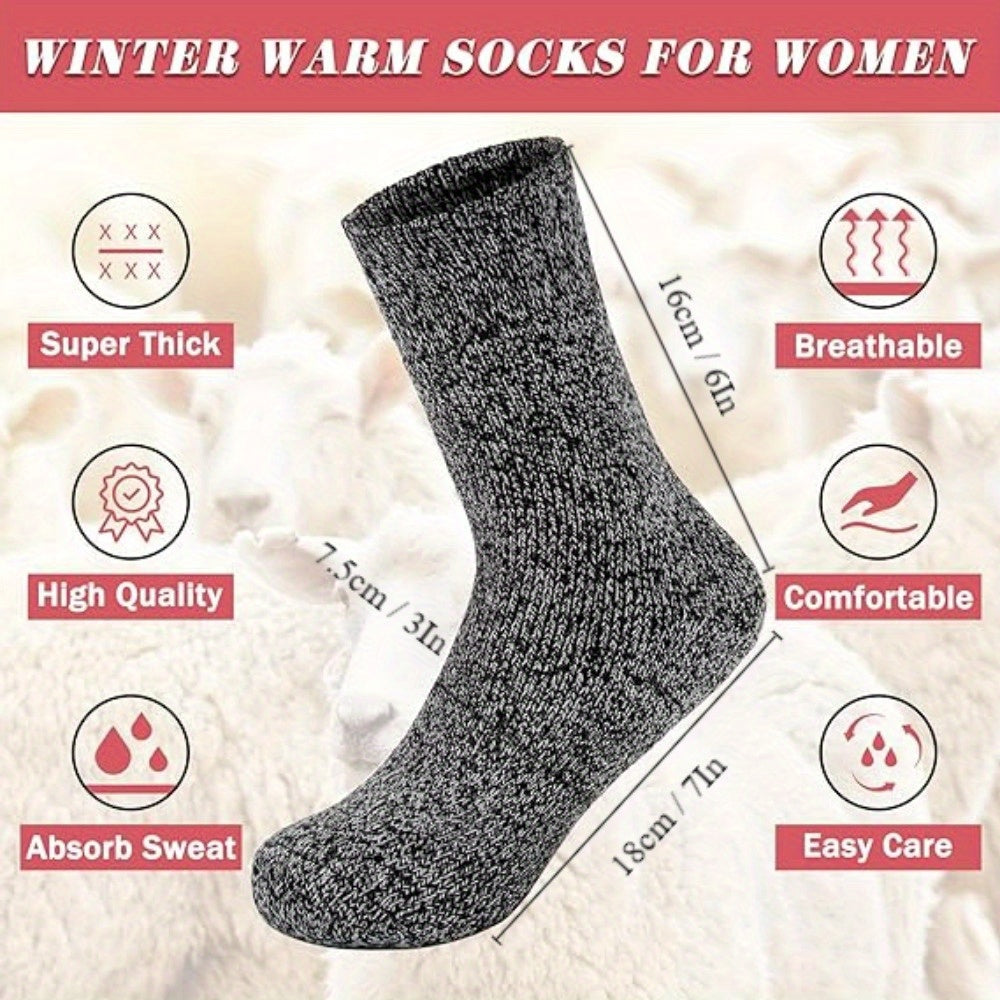 5 Pairs Wool Socks For Women Men Winter Thermal Thick Socks