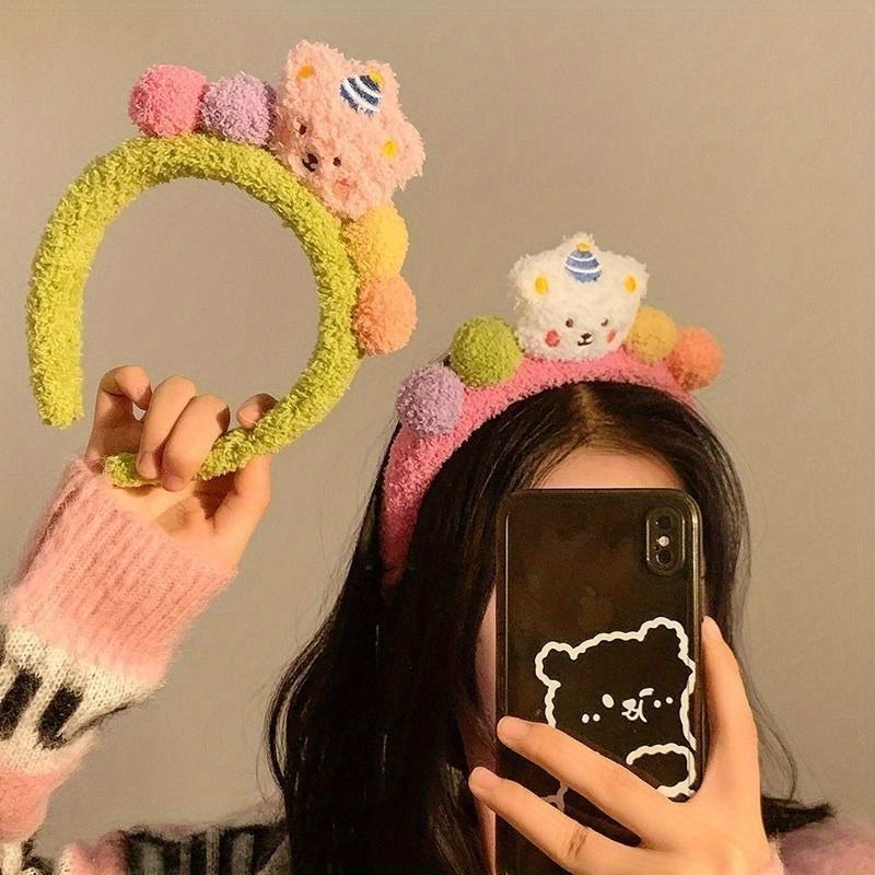 Bear Hair Hoop Autumn Winter Plush Head Hoop Cartoon Headwear