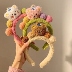 Bear Hair Hoop Autumn Winter Plush Head Hoop Cartoon Headwear