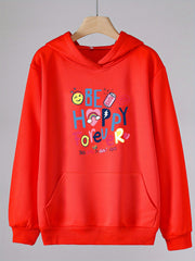Happy Forever Print Hoodie For Girls Kids Pullover Long Sleeve Top