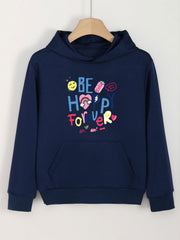 Happy Forever Print Hoodie For Girls Kids Pullover Long Sleeve Top