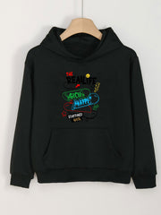 Girls Skateboard Print Hoodie Casual Pullover Top